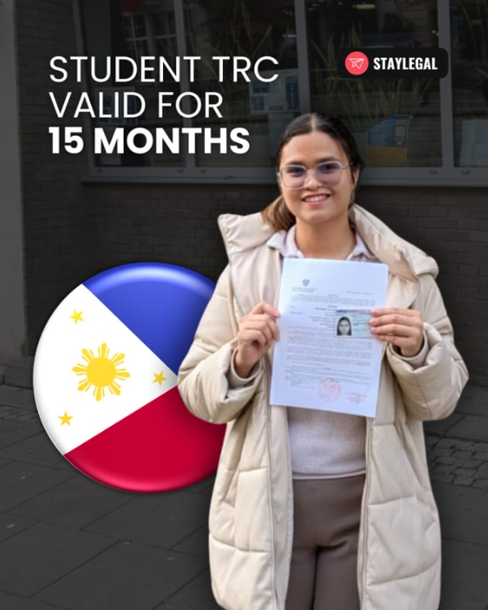 Client from the Philippines with a Student residence card, valid 15 months