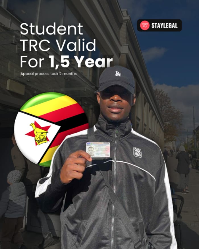 Client from Zimbabwe with a Student residence card won on appeal, valid 1.5 years